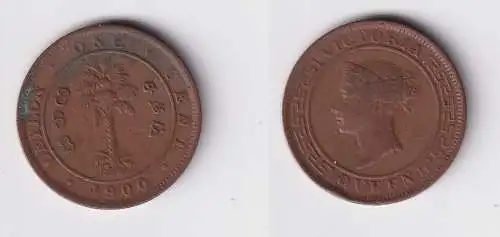 1 Cent Kupfer Münze Ceylon Sri Lanka 1900 Victoria (138810)