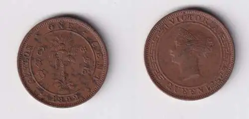 1 Cent Kupfer Münze Ceylon Sri Lanka 1892 Victoria (134829)