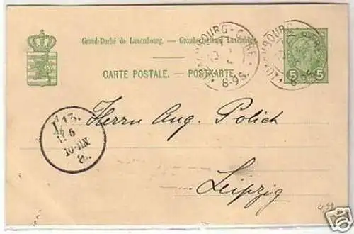 34024 Ganzsachen Postkarte Luxemburg 5 Cent. 1895