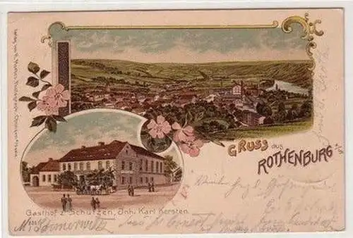 58778 Ak Lithographie Gruß aus Rothenburg a.S. Gasthof zum Schützen 1899