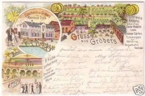 25248 Ak Lithographie Gruß aus Gröbers Gasthaus 1903