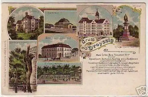 07543 Ak Lithographie Gruß aus Droyssig bei Zeitz 1908