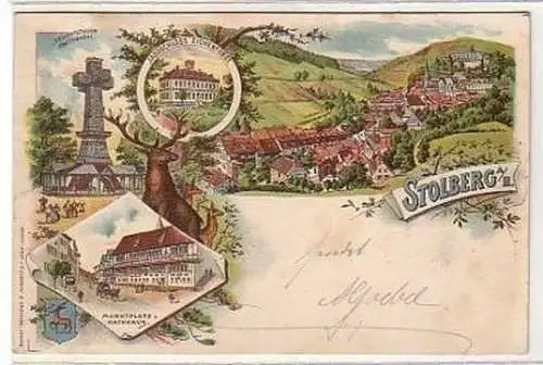 37161 Ak Lithographie Stolberg am Harz 1899