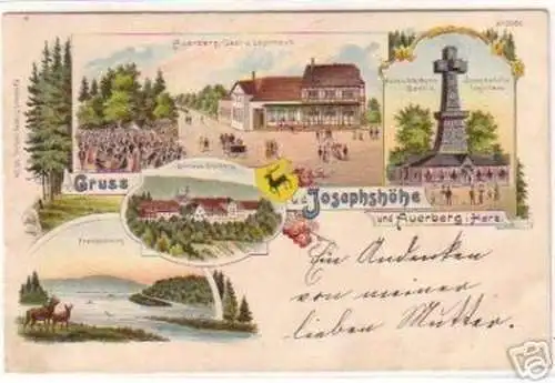 18833 Ak Lithographie Gruß aus Auerberg im Harz um 1900