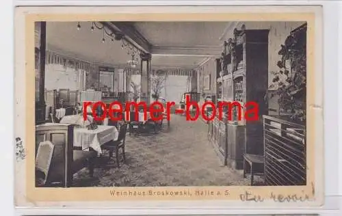 81836 Ak Halle a.S. Weinrhaus Broskowski Innenansicht 1911