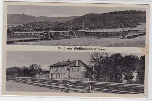 91545 AK Gruß aus Wallhausen (Helme) - Arbeitsdienstlager, Bahnhof