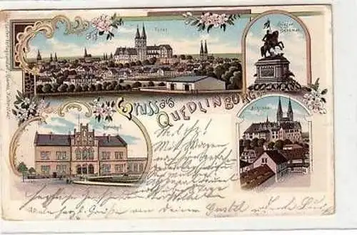 41004 Ak Lithographie Gruss aus Quedlinburg a.H. 1901