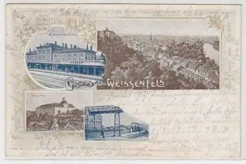 36087 Ak Gruß aus Weissenfels Bahnhofsrestaurant 1906