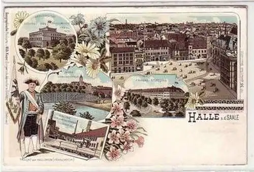 57146 Ak Lithographie Halle an der Saale um 1900