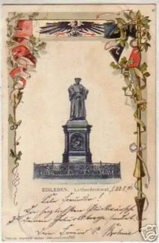 10966 Präge Ak Lithographie Eisleben Lutherdenkmal 1901