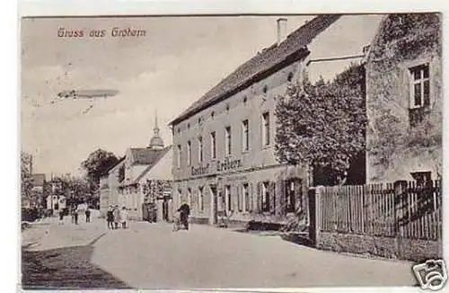 32754 Feldpost Ak Gruß aus Gröbern mit Zeppelin 1916