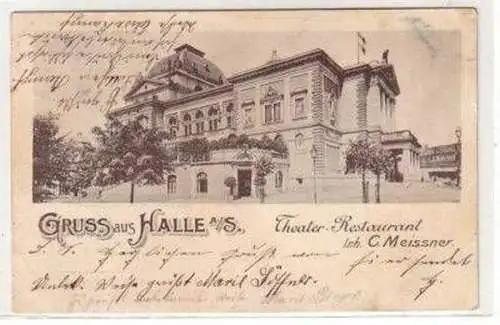 46797 Ak Gruß aus Halle a.S. Theater Restaurant 1902