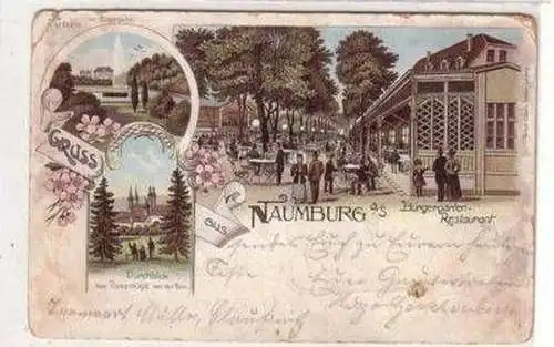 37473 Ak Litho Gruss aus Naumburg Bürgergarten 1899