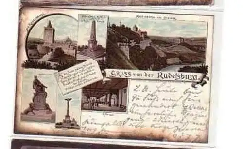 40016 Ak Lithographie Gruß von der Rudelsburg 1898