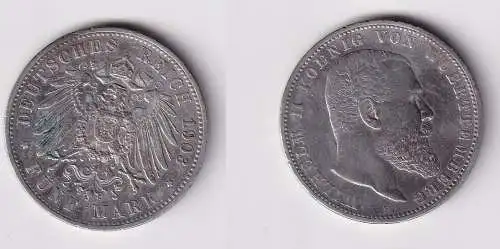 5 Mark Silbermünze Württemberg König Wilhelm II 1903 Jäger 176  (154394)