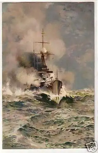 23002 Künstler Ak Deutsches Kriegsschiff 1917