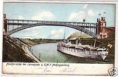 26368 Ak Hochbrücke b. Levensau S.M.Y. Hohenzollern 1907