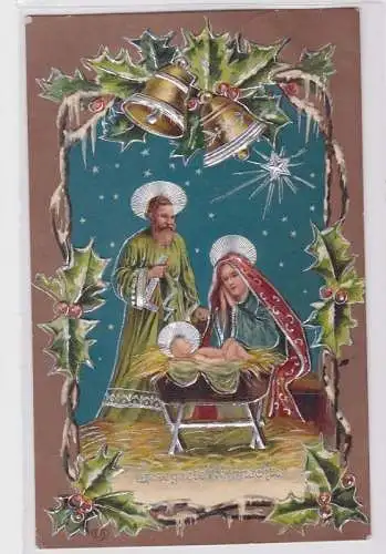 85811 Fröhliche Weihnachten Präge Ak Krippenmotiv 1909