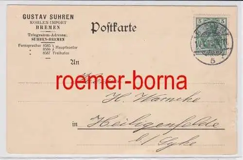 73994 Postkarte der Firma Gustav Suhren Kohlen-Import Bremen 1915