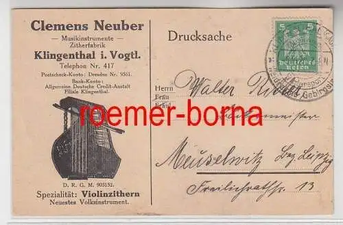 80803 Ak Reklame Clemens Neuber Zitherfabrik Klingenthal i. Vogtl. 1926