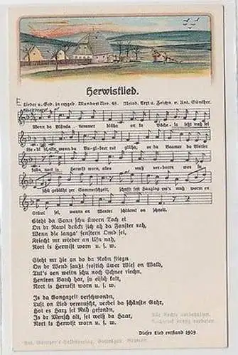 67293 Lied Ak Herwistlied Anton Günther Lieder in erzgeb. Mundart Nr. 48 um 1910