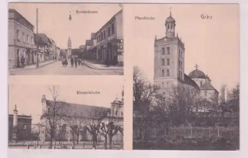 20566 Mehrbild Ak Grätz Grodzisk Wielkopolski Breitestraße & Kirchen um 1920