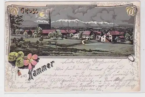 90370 Lithografie AK Gruss aus Kammer - Ortsansicht bei Nacht 1904