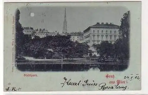 52002 Mondscheinkarte Gruß aus Wien Stadtpark 1902