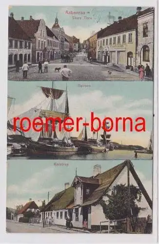 85419 Mehrbild Ak Apenrade Aabenraa Dänemark Store Toro, Havnen, Kolstrup 1910