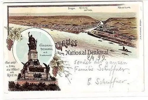 65567 Ak Lithographie Gruss vom National Denkmal 1899