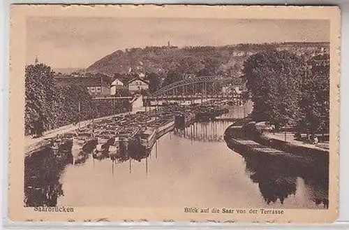 64823 Ak Saarbrücken Blick auf die Saar von der Terrasse um 1930