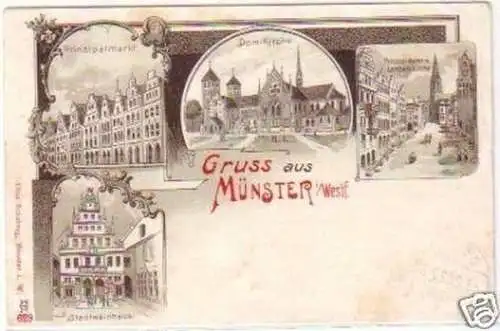 24633 Ak Lithographie Gruss aus Münster in Westf. 1902