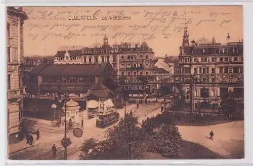 06000 AK Elberfeld - Döpersberg, Schwebebahn Bahnhof Straßenbahn Tram 1913