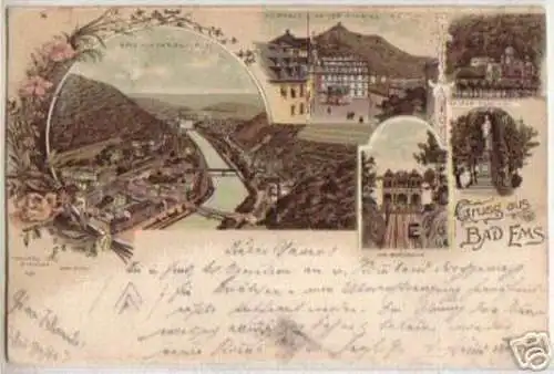 05066 Ak Lithographie Gruss aus Bad Ems 1897