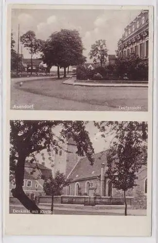 89234 AK Asendorf - Dorfansicht, Denkmal mit Kirche 1930