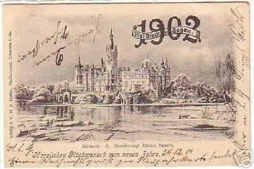 06299 Ak Neujahr 1902 Schwerin in Mecklenburg 1901