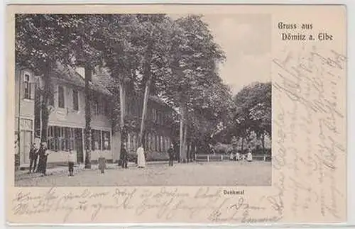 56961 Ak Gruß aus Dömitz an der Elbe Denkmal 1904