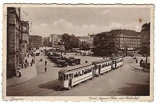 23411 Ak Hannover Ernst August Platz mit Bahnhof 1936