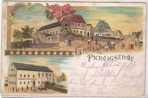 13965 Ak Lithographie Gruss aus Fichtigsthal bei Limbach in Sachsen 1901