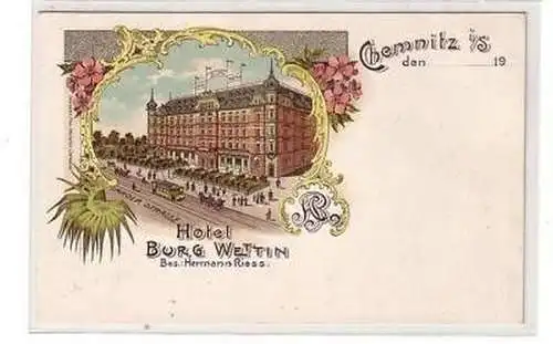 42690 Ak Lithographie Chemnitz Hotel Burg Wettin um1900