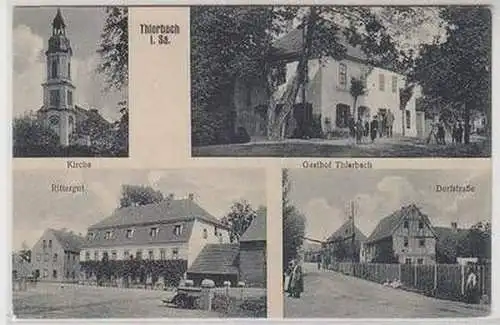 55508 Mehrbild Ak Thierbach in Sachsen Gasthof, Rittergut, Dorfstraße 1917