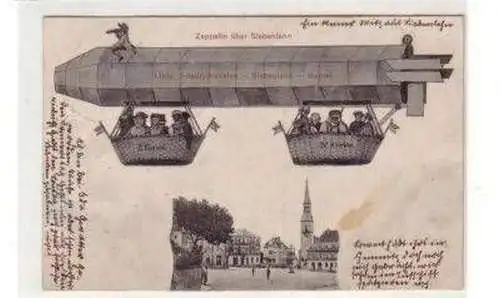 50084 Humor Ak Zeppelin über Siebenlehn 1908