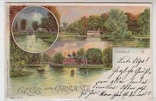 58201 Ak Gruss vom Carola-See Dresden 1898