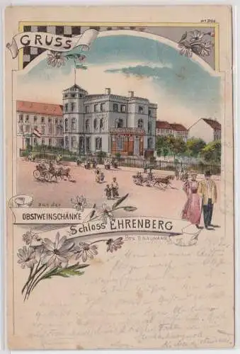 87813 Ak Lithographie Gruß aus der Obstweinschänke Schloß Ehrenberg 1902