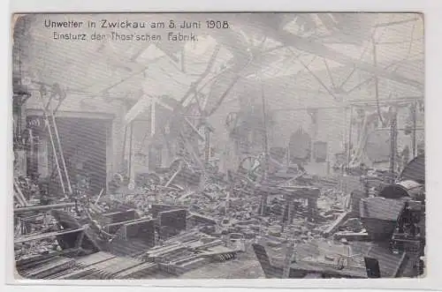 88589 Ak Unwetter in Zwickau am 5. Juni 1908 Einsturz der Thost´schen Fabrik