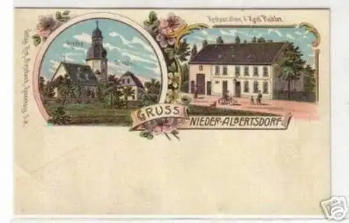 05622 Ak Lithographie Gruß aus Nieder Albertsdorf 1900