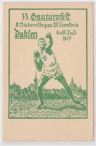 98803 Ak 33. Gauturnfest 8. Niederelbegau XIV. Turnkreis Dahlen 1927