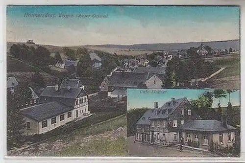 64956 Mehrbild Ak Hormersdorf Erzgebirge oberer Ortsteil, Café Lindner 1918