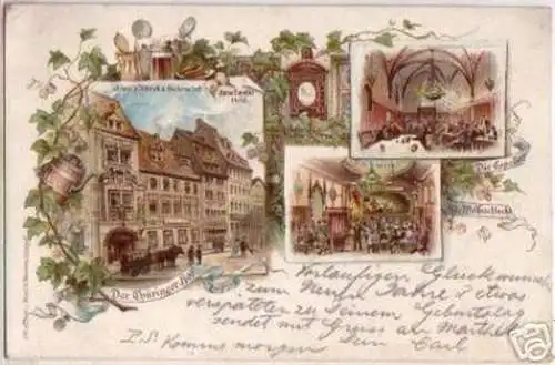 15449 Ak Lithographie Leipzig Thüringer Hof 1896