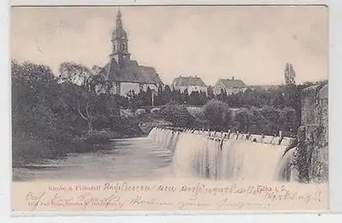 30014 Ak Flöha in Sachsen Kirche und Flöhafall 1910